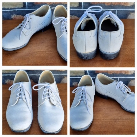 Men's Vintage Brogues, white leather, by 'Niblick', size 9.5