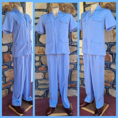 Safari Suit, Sky Blue, Microfiber, by 'King Fashion Patong', size L