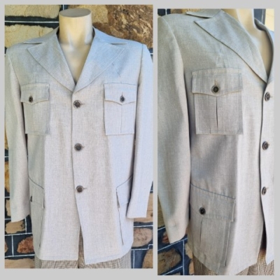 1970's Original Safari Jacket, Beige, polyester, Size XL