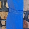 1960's Pinafore Dress, cotton/polyester, blue, handmade, size 12 - Image 6