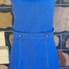 1960's Pinafore Dress, cotton/polyester, blue, handmade, size 12 - Image 3