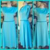 1970's Day Dress, Aqua, polyester, handmade, size M